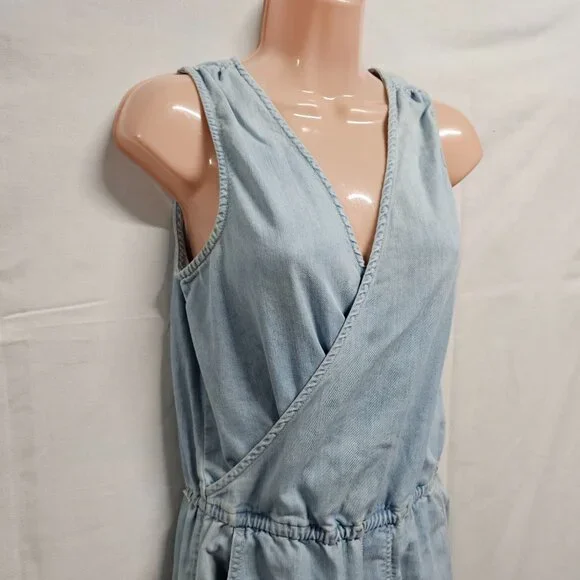 MOTHER Crop The Jumpsuit Sleeveless Light Blue Women Size S - Picture 3 of 16